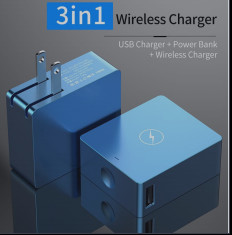 3 In 1 Power Bank Wireless Phone Charger 4500mAh Capacity PC Material 5V 2A